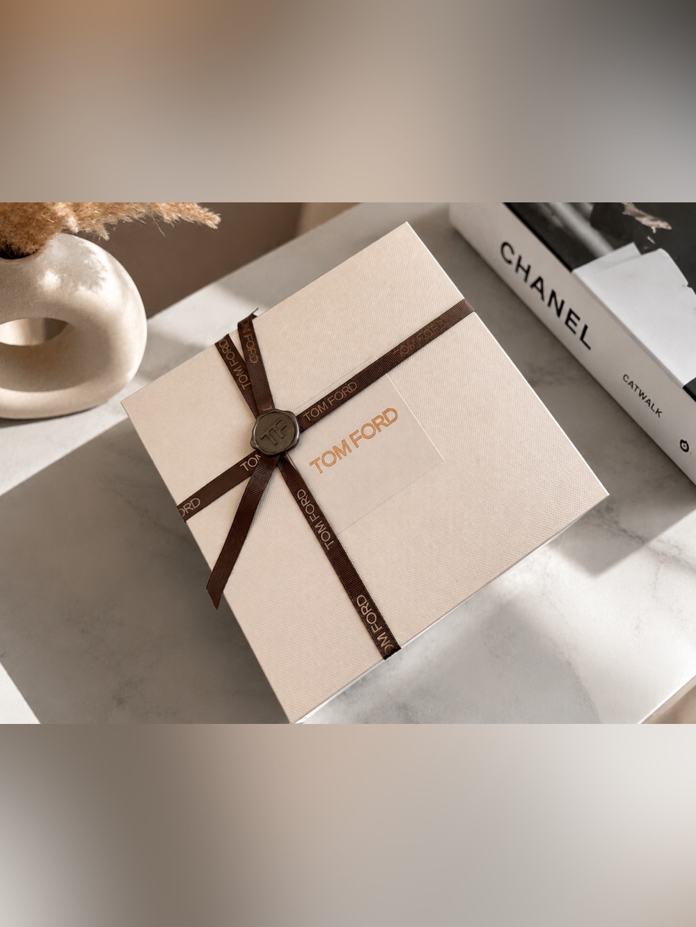 Tom Ford Ivory Box with Brown Branded Ribbon